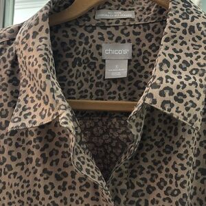 Chicos size 16 no iron animal print long sleeve button down new condition